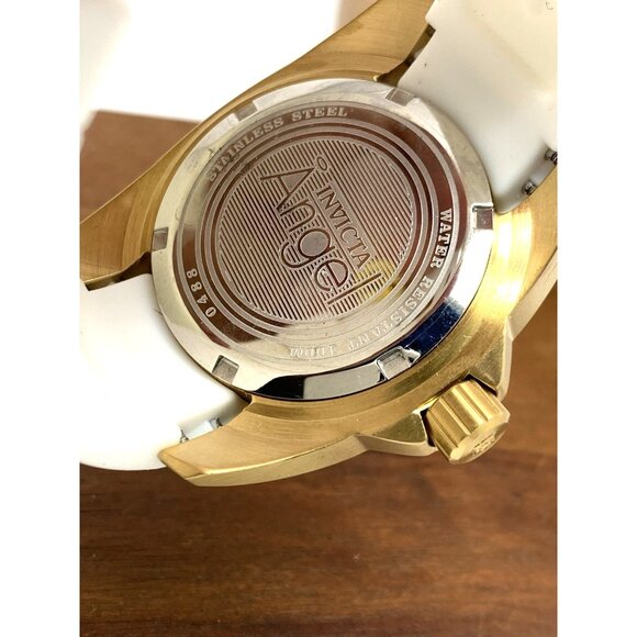 Invicta Women's Watch 0488 Angel Quartz Mother of Pearl Gold White Rubber Strap - Picture 6 of 14